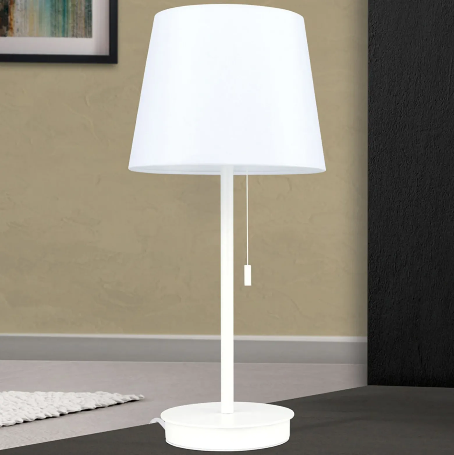 Lámpara de mesa Ludwig con puerto USB blanco