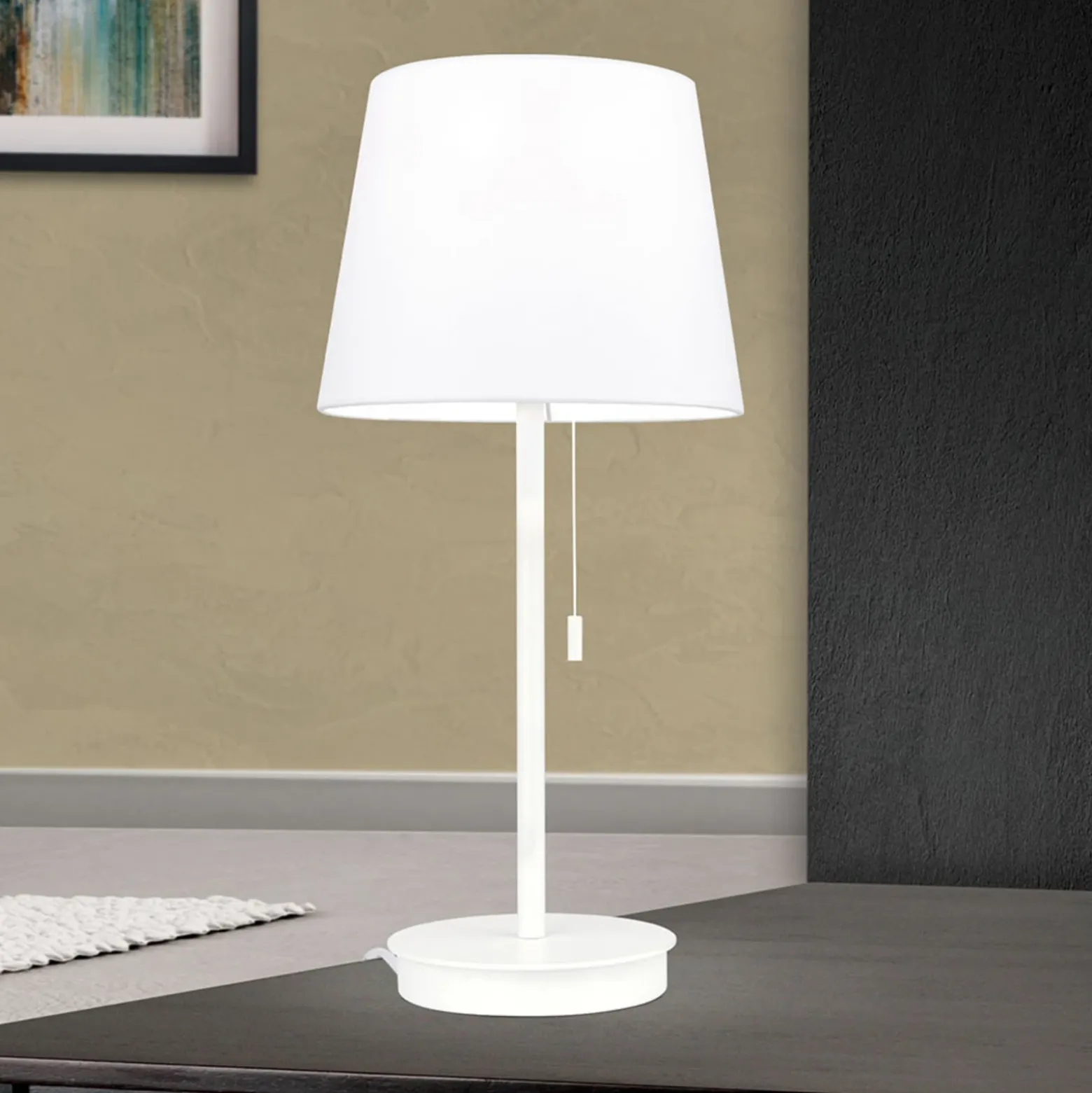 Lámpara de mesa Ludwig con puerto USB blanco