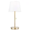 Lámpara de mesa Ludwig, USB blanco/latón antiguo