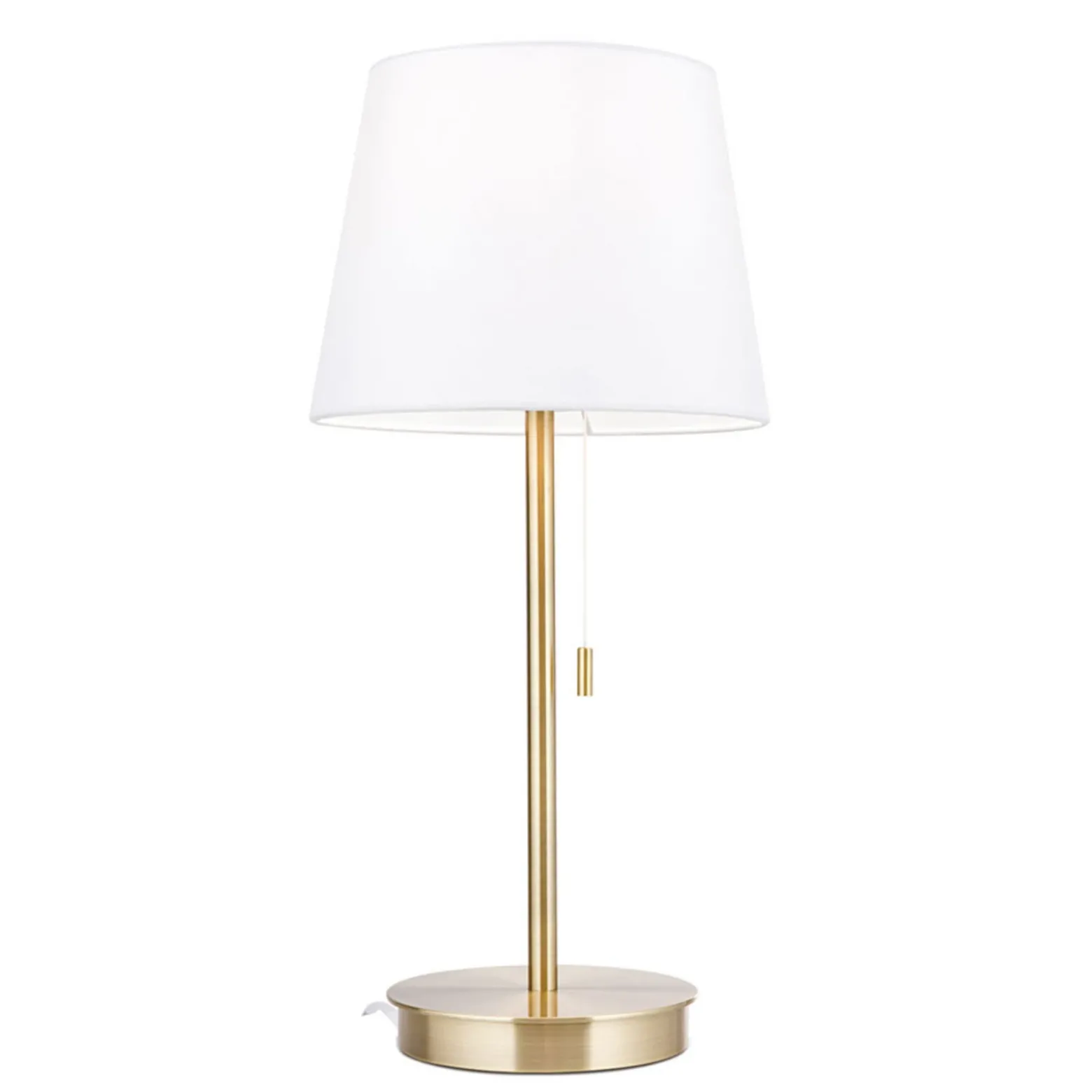 Lámpara de mesa Ludwig, USB blanco/latón antiguo