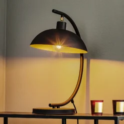 Lámpara de mesa 1036, 1 luz, negro-dorado