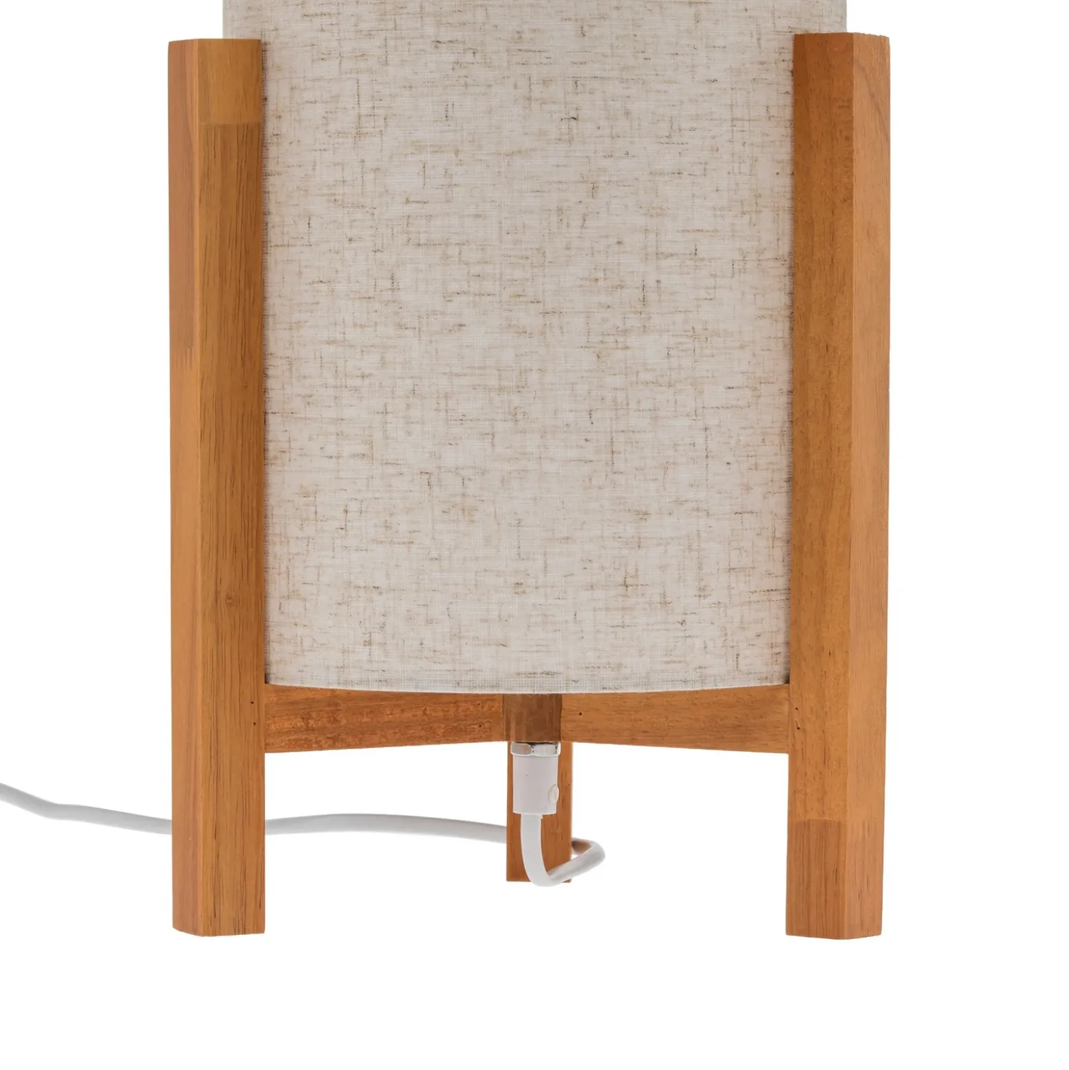 Lámpara de mesa 3193, madera, textil de lino, altura 52cm