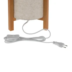 Lámpara de mesa 3193, madera, textil de lino, altura 52cm