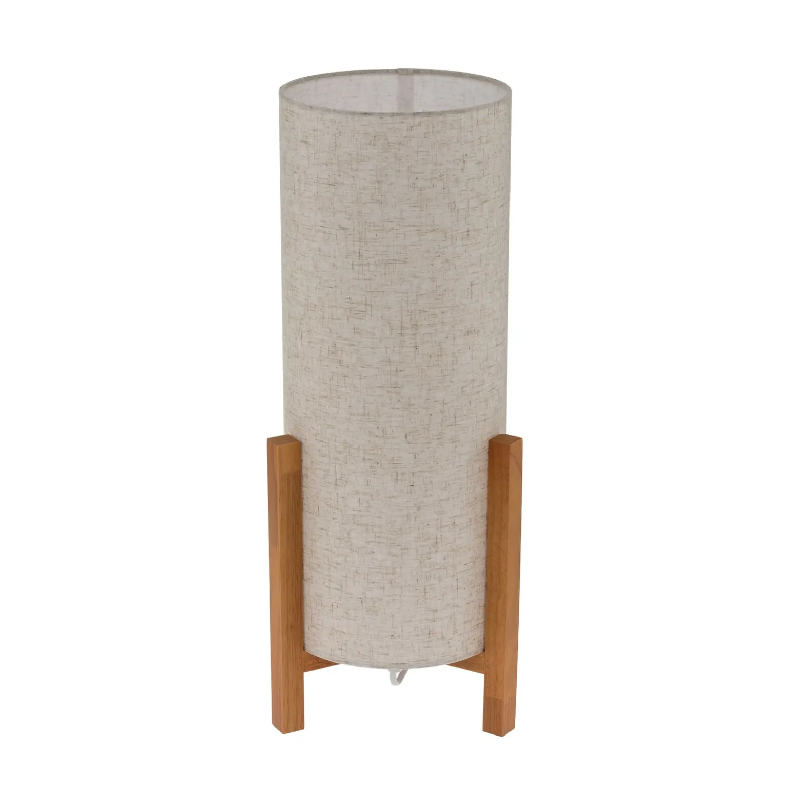 Lámpara de mesa 3193, madera, textil de lino, altura 52cm