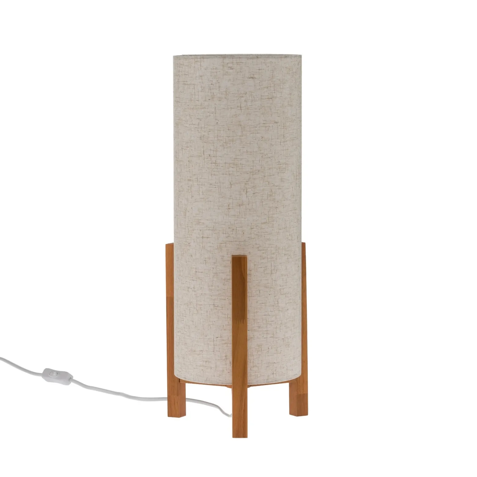 Lámpara de mesa 3193, madera, textil de lino, altura 52cm