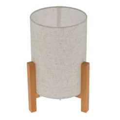 Lámpara de mesa 3193, madera, textil de lino, altura 32cm