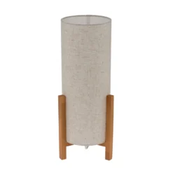 Lámpara de mesa 3193, madera, textil de lino, altura 52cm