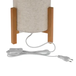 Lámpara de mesa 3193, madera, textil de lino, altura 32cm