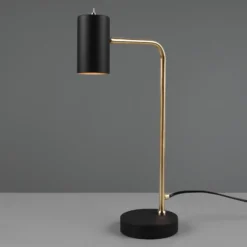Lámpara de mesa Marley, negro/latón, altura 45 cm, metal