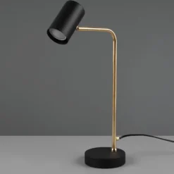 Lámpara de mesa Marley, negro/latón, altura 45 cm, metal