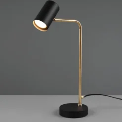 Lámpara de mesa Marley, negro/latón, altura 45 cm, metal