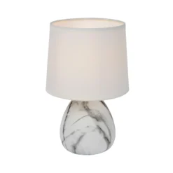 Lámpara de mesa Marmo con pie de cerámica, blanco