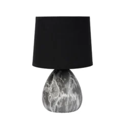 Lámpara de mesa Marmo con pie de cerámica, negro