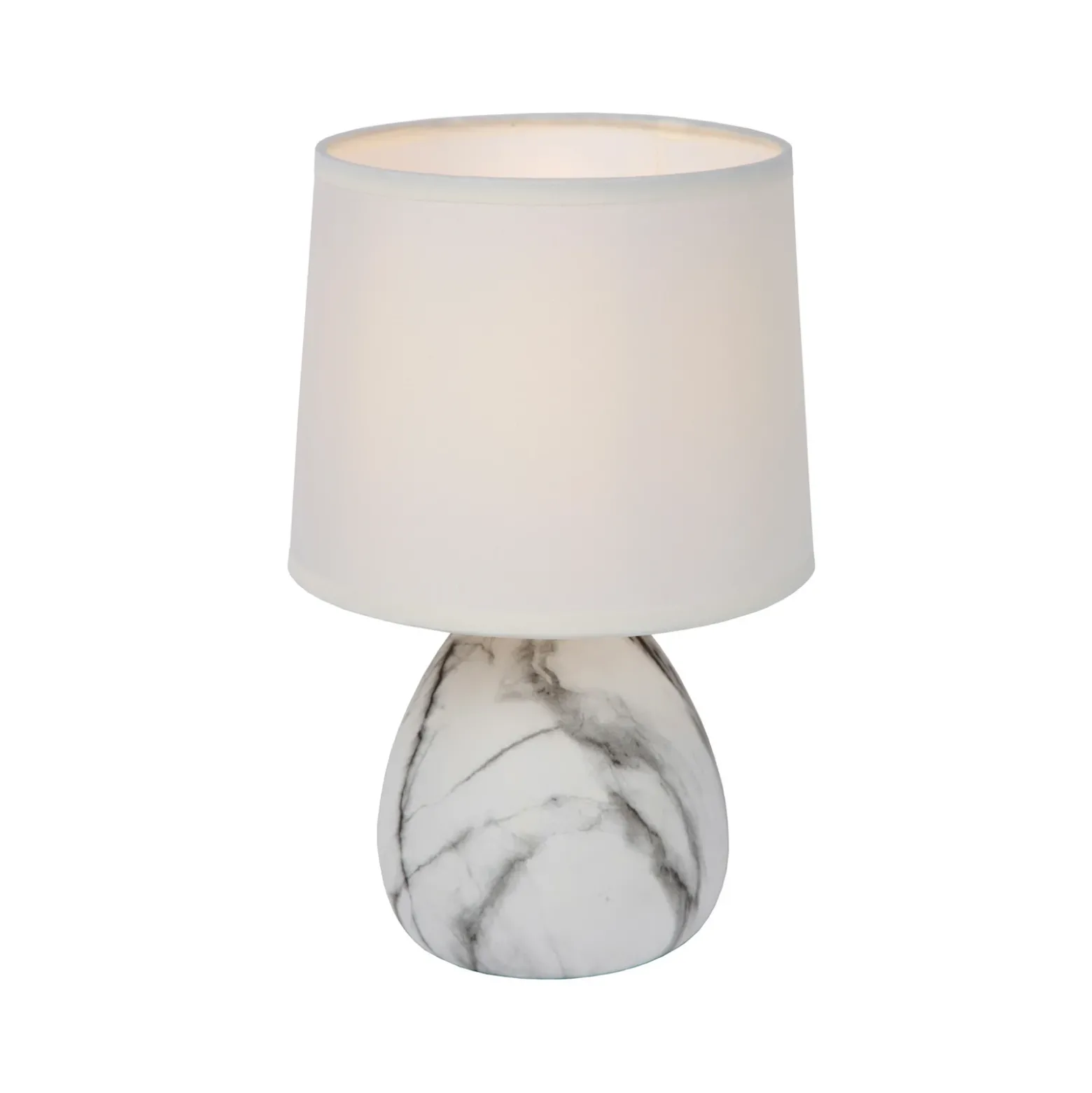 Lámpara de mesa Marmo con pie de cerámica, blanco
