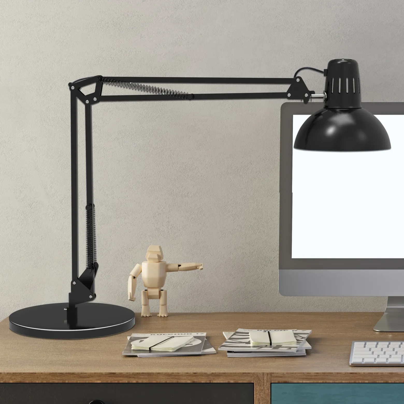 Lámpara de mesa MAULstudy, negra, 49 cm, base