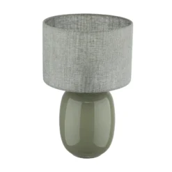 Lámpara de mesa Melody, verde oliva, textil, altura 48 cm, E27