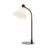 Lámpara de mesa Mira, blanco/negro, hierro/tejido, altura 59 cm