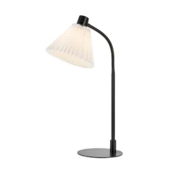 Lámpara de mesa Mira, blanco/negro, hierro/tejido, altura 59 cm