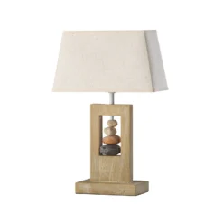 Lámpara de mesa Miriel, altura 46 cm, textil, madera