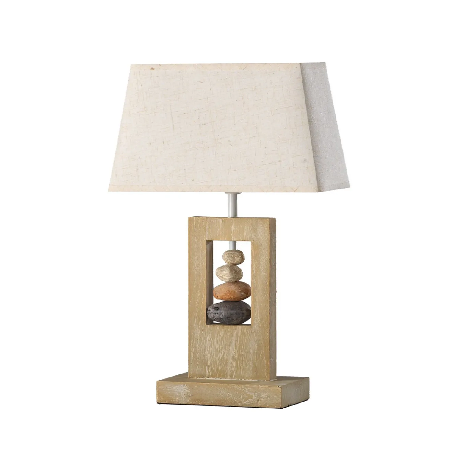 Lámpara de mesa Miriel, altura 46 cm, textil, madera