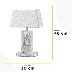 Lámpara de mesa Miriel, altura 46 cm, textil, madera