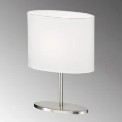 Lámpara de mesa Modena, blanco/níquel, chintz, altura 27 cm, E14