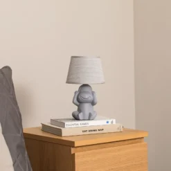 Lámpara de mesa Monkey, gris, cerámica, 28 cm de altura, E14