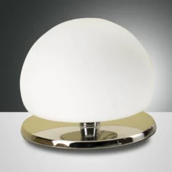 Lámpara de mesa Morgana, cromada / blanca, regulador táctil, 3.000 K