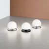 Lámpara de mesa Morgana, níquel / blanco, regulador táctil, 3.000 K