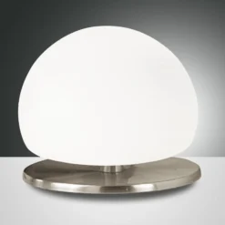 Lámpara de mesa Morgana, níquel / blanco, regulador táctil, 3.000 K