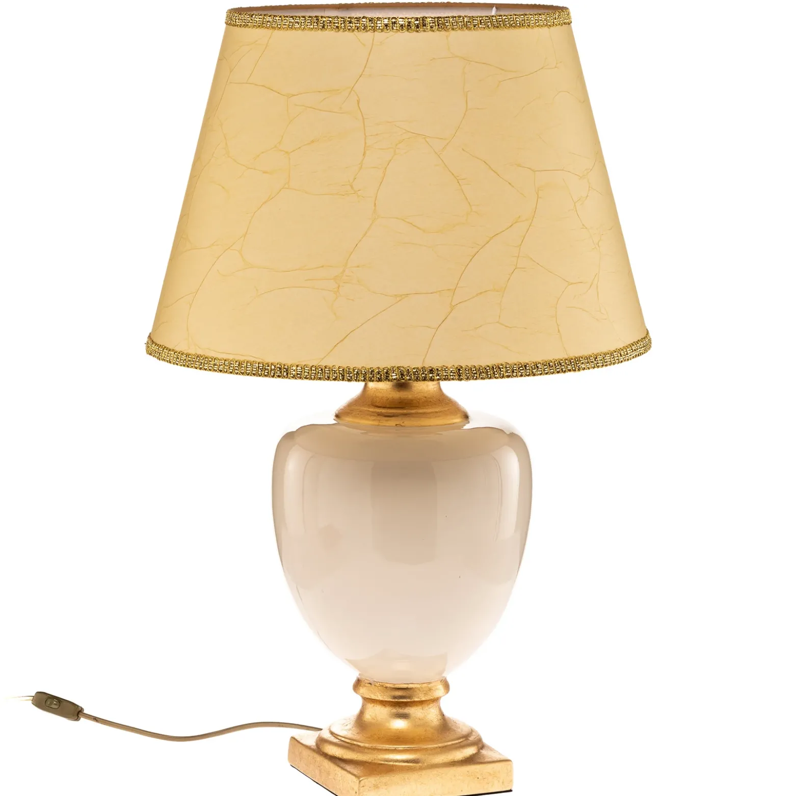 Lámpara de mesa Mozart en marfil/dorado