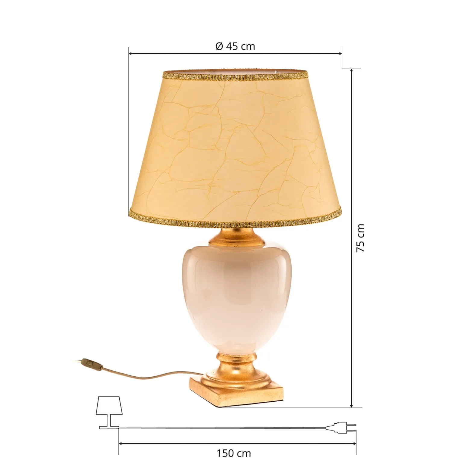 Lámpara de mesa Mozart en marfil/dorado