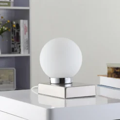 Lámpara de mesa Naomi con esfera de vidrio