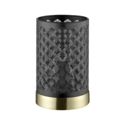 Lámpara de mesa Neolia, altura 19 cm, color negro/oro, metal