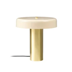 Lámpara de mesa Nola Dionne, latón/beige, 33 cm, metal, E14