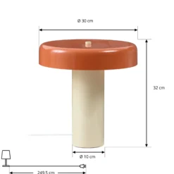 Lámpara de mesa Nola Dionne, naranja/beige, 33 cm, metal, E14