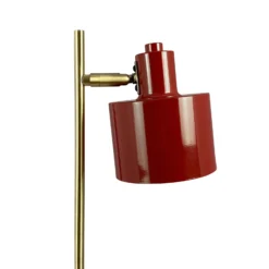 Lámpara de mesa Ocean de Dyberg Larsen, rojo oscuro/latón, 43 cm