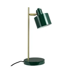 Lámpara de mesa Ocean de Dyberg Larsen, verde oscuro/latón, 43 cm
