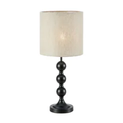 Lámpara de mesa Octo pantalla de lino, negro/arena