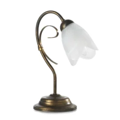 Lámpara de mesa Odino, 1 luz, color bronce, metal, cristal