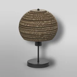 Lámpara de mesa OSRAM BALL, marrón, altura 39 cm, cartón ondulado, E27