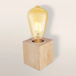 Lámpara de mesa OSRAM Vintage 1906, madera con bombilla LED E27