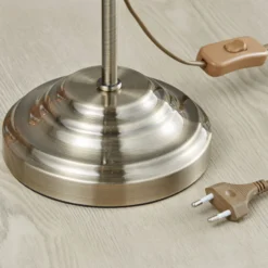 Lámpara de mesa Otis de Lindby, latón antiguo, cristal, 60 cm, E14