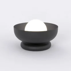 Lámpara de mesa Ozzy LN1, negra, acero/vidrio, altura 13 cm, G9
