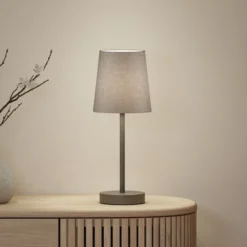 Lámpara de mesa Paulmann Stellan II, gris, altura 40 cm, tela