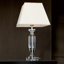 Lámpara de mesa Pokal con cristal oro/crema