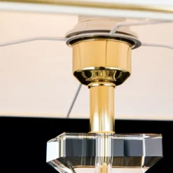 Lámpara de mesa Pokal con cristal oro/crema