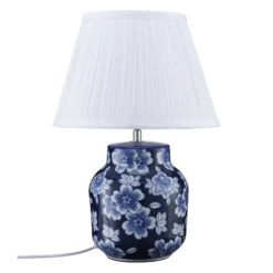 Lámpara de mesa PR Home Fanny, azul/blanca, cerámica, 47 cm, E27