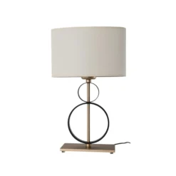 Lámpara de mesa Priam, negro/dorado, acero, altura 42 cm