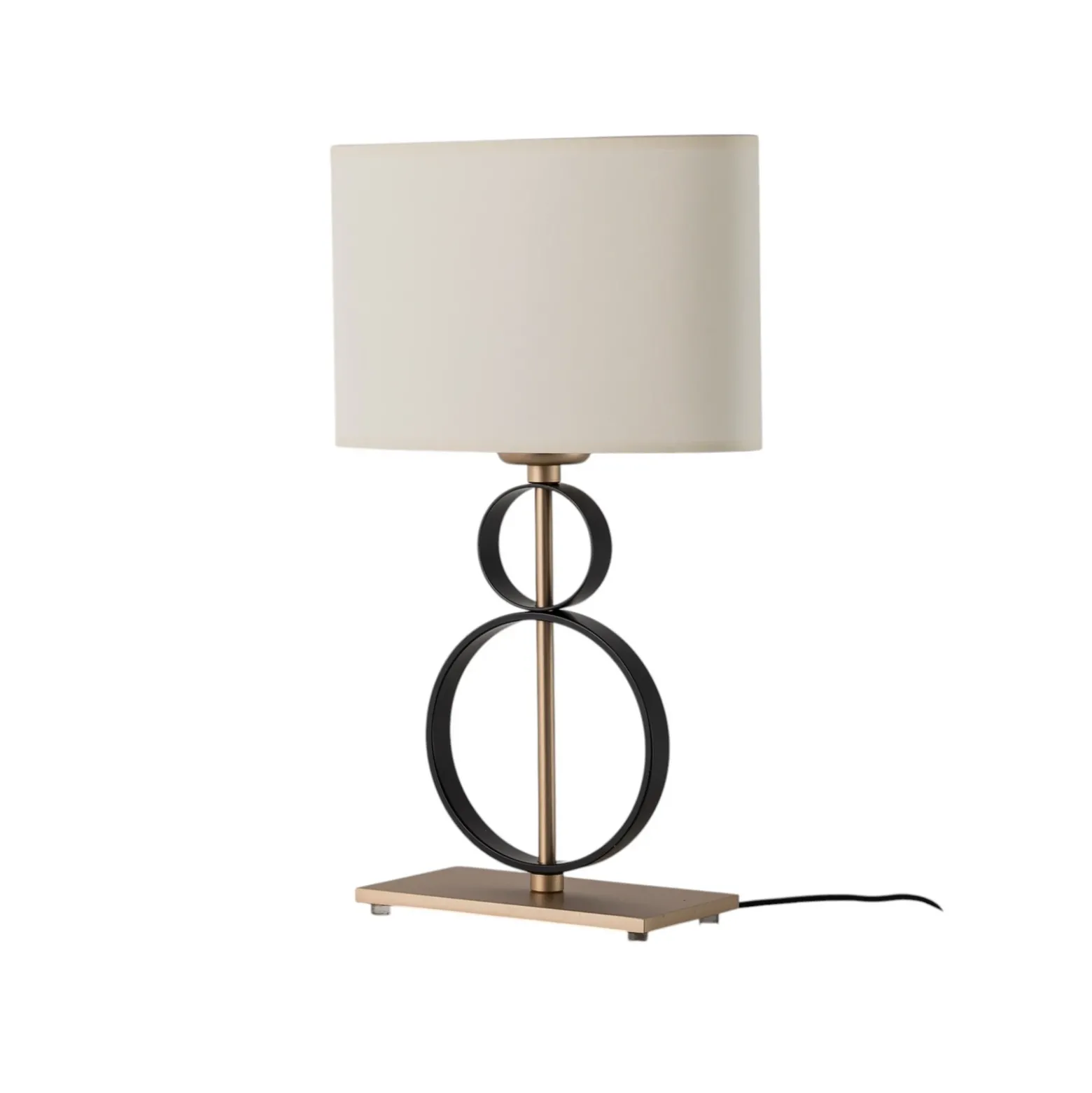 Lámpara de mesa Priam, negro/dorado, acero, altura 42 cm